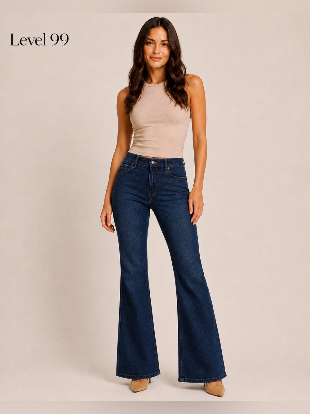 Level 99 Tanya Flare High Rise Dark Wash Denim Jeans Size 26